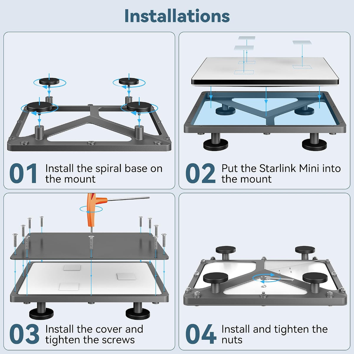 Starlink Mini 4-Magnet Aluminum Roof Mount
