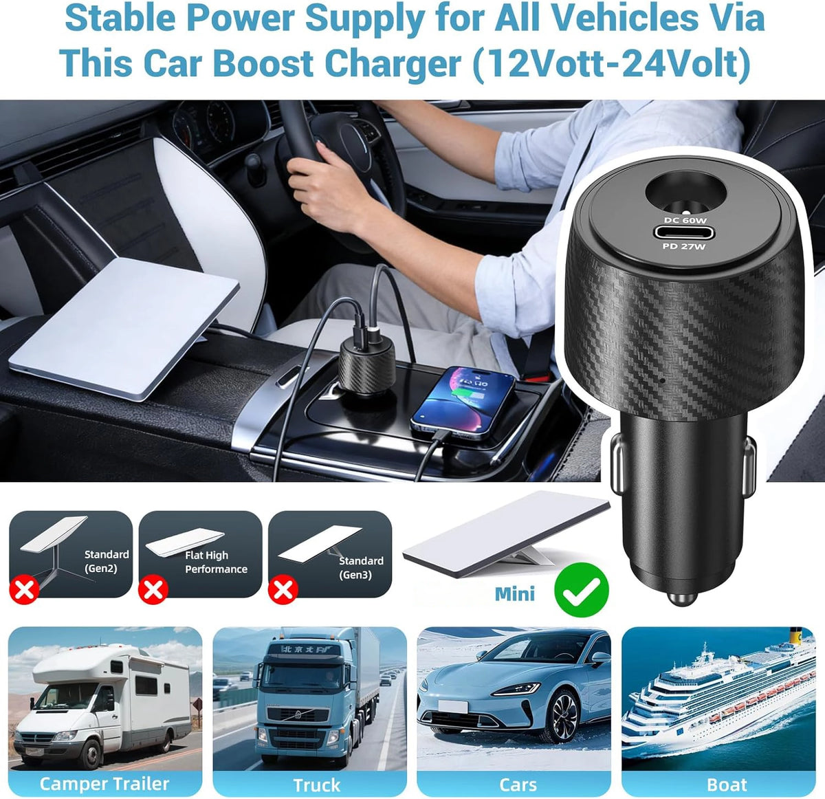 Starlink Mini 2-in-1 Car Charger Step-Up Converter